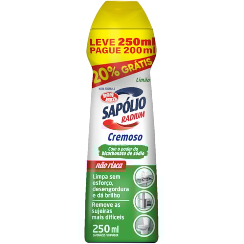 Limpador Sapólio Radium Limão Leve 250ml Pague 200ml