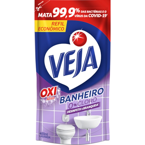 Limpador Veja Banheiro 0% Cloro Lavanda Refil Econômico 400ml