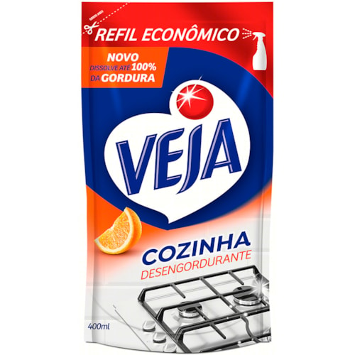 Limpador Veja Desengordurante de Cozinha Laranja Refil 400ml