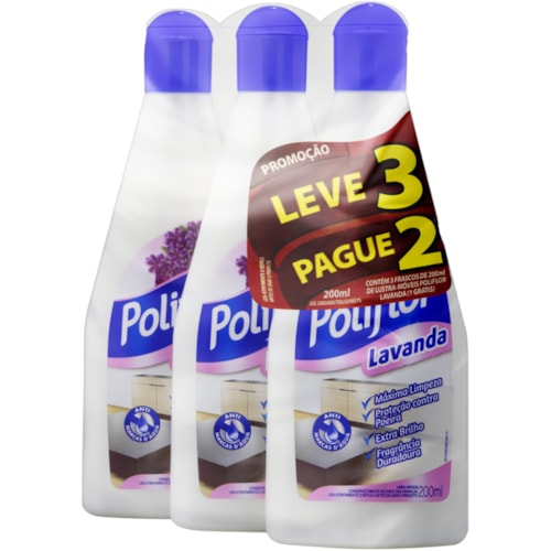 Lustra Móveis Poliflor Lavanda 200ml Leve 3 Pague 2
