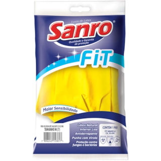 Luva de Látex Sanro Fit Amarela Tamanho M