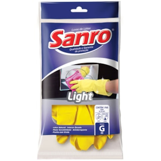 Luva de Látex Sanro Light Amarela Tamanho G