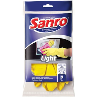 Luva de Látex Sanro Light Amarela Tamanho P