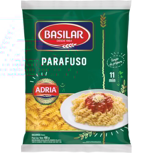Macarrão Basilar Parafuso Semolado 400g