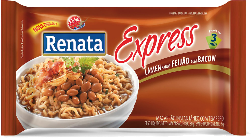 Macarrão Instantâneo Express Renata Feijão e Bacon 85g - Destro