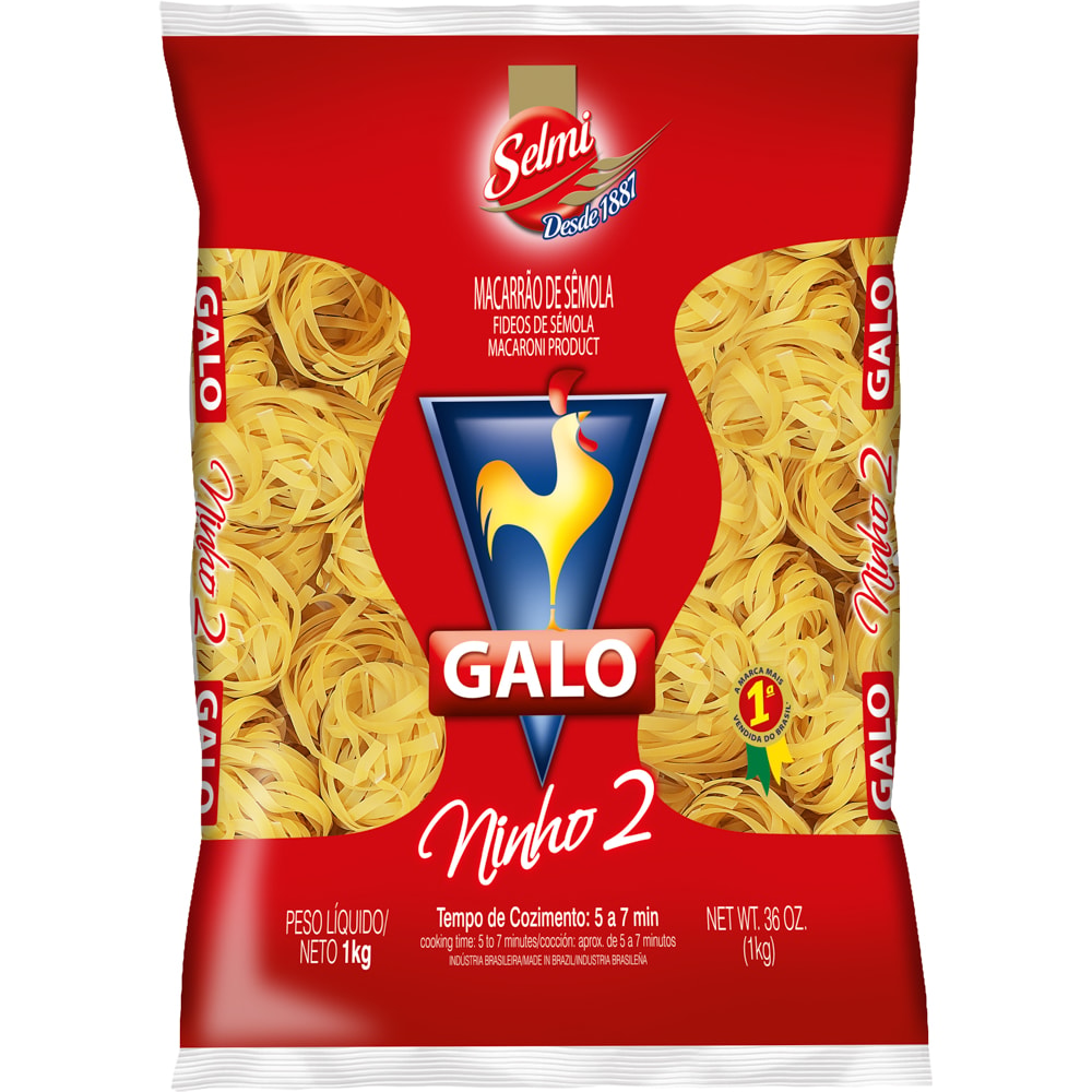 Macarrão Ninho Galo Sêmola Nº2 1kg - Destro
