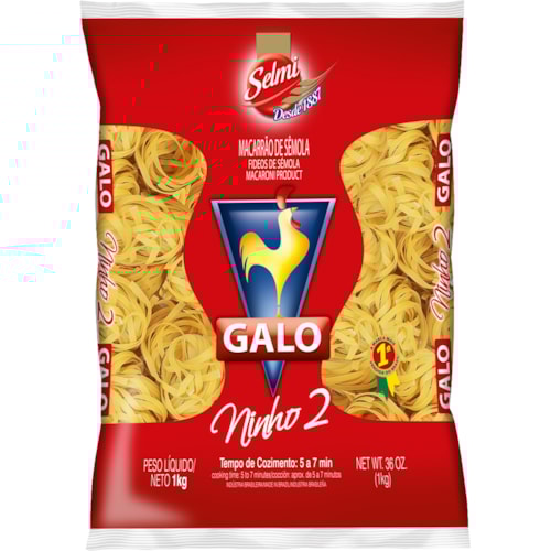 Macarrão Ninho Galo Sêmola Nº2 1kg