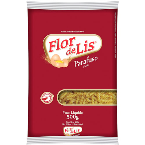 Macarrão Parafuso Com Ovos Flor de Lis 500g