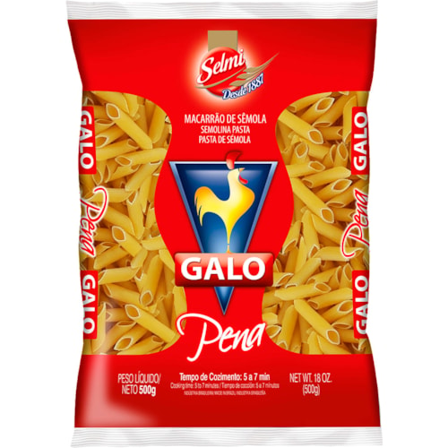 Macarrão Pena Sêmola Galo 500g