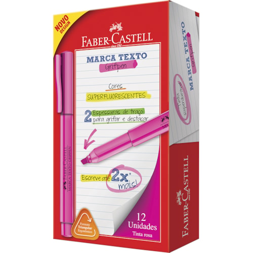 Marca Texto Faber-Castell Cor Rosa 12Un - Destro