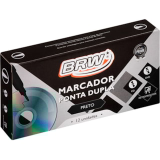 Marcador BRW Ponta Dupla Retroprojetor Preto 12Un