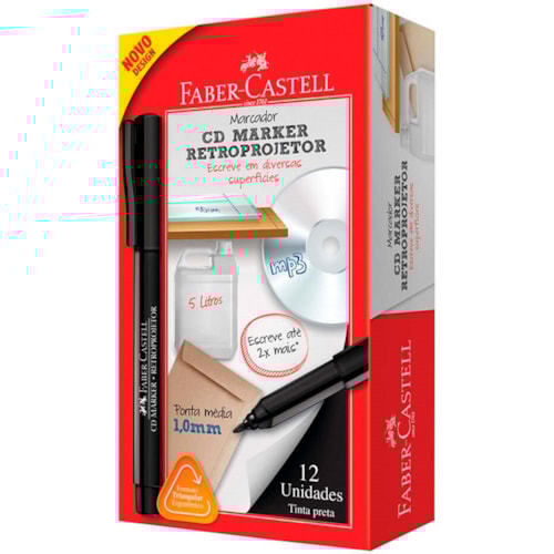 Marcador de CD e Retroprojetor Faber Castell Preto