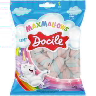 Marshallows Docile MaxMallows Unicórnio Recheio de Morango 220g Promo