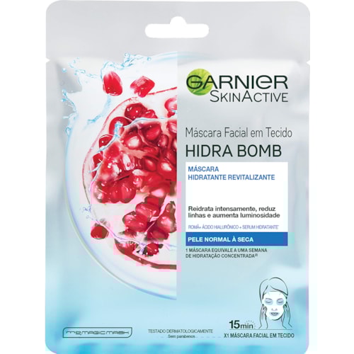 Máscara Facial em Tecido Garnier Hidra Bomb Romã