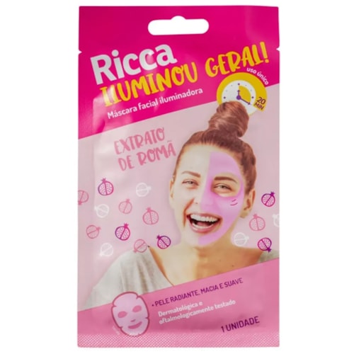 Máscara Facial Iluminadora Ricca Iluminou Geral! Extratos de Romã 1 Un