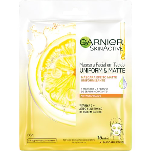 Máscara Facial Vitamina C Garnier Skin Uniform & Matte