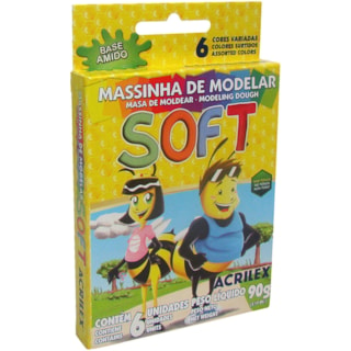 Massinha de Modelar Acrilex Soft - 6 Cores