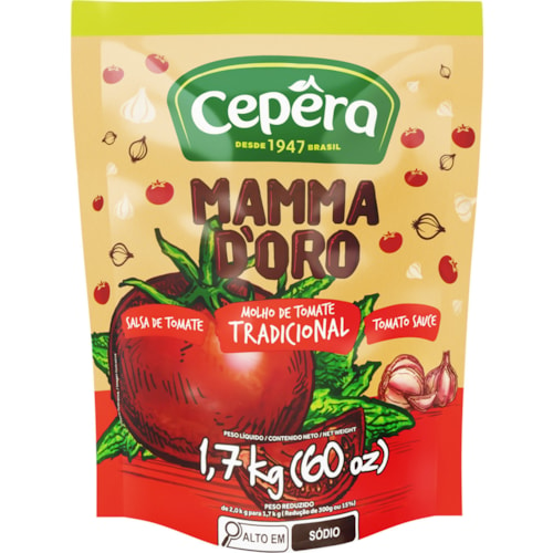 Molho de Tomate Mamma D'Oro Tradicional Sachet 1,7Kg