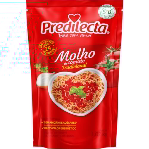 Molho de Tomate Predilecta Refogado Tradicional Sachet 1,02Kg