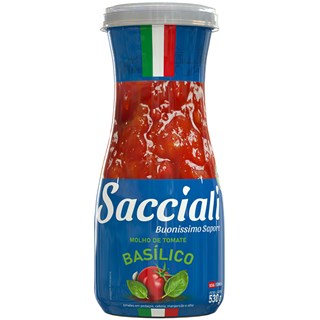 Molho de Tomate Sacciali Basilico 530g
