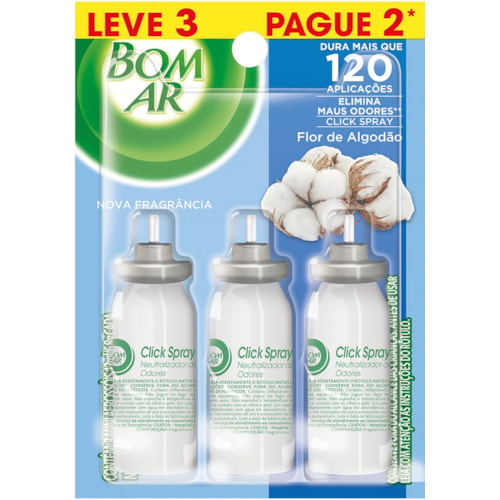 Neutralizador de Odores Bom Ar Flor de Algodão Refil 12ml 2Un