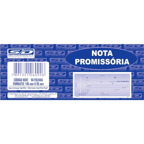 Nota Promissória Mini São Domingos - 50 Folhas