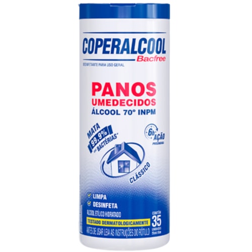 Pano Umedecido Coperalcool Bacfree Clássico 35 unidades