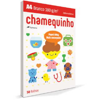 Papel Chamequinho Sulfite A4 Branco 180g 50Fl