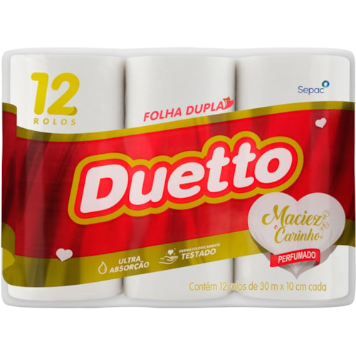 Papel Higienico Duetto Perfumado Folha Dupla 30m 12Un