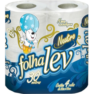 Papel Higiênico Folhalev Folha Simples Neutro 30m 4 unidades