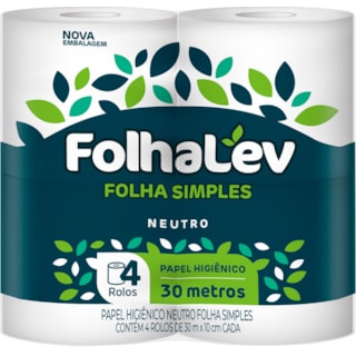 Papel Higiênico Folhalev Folha Simples Neutro 30m 4un Fardo C16