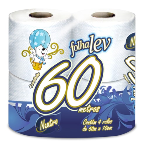 Papel Higiênico Folhalev Folha Simples Neutro 60m 4 Unidades