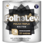 Papel Higiênico Folhalev Folha Tripla Neutro 20m 4Un