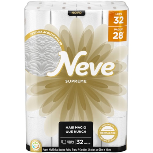 Papel Higiênico Neve Supreme Folha Tripla Texturizado 20m Leve 32 Pagu