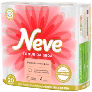 Papel Higiênico Neve Toque de Seda Folha Dupla 20m 4 Unidades