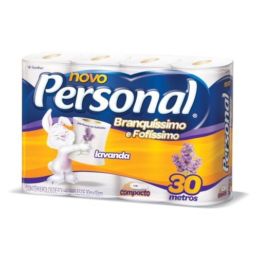 Papel Higiênico Personal Folha Simples Lavanda 30m 8 Unidades