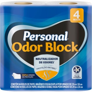 Papel Higiênico Personal Odor Block Folha Dupla 20m 4Un