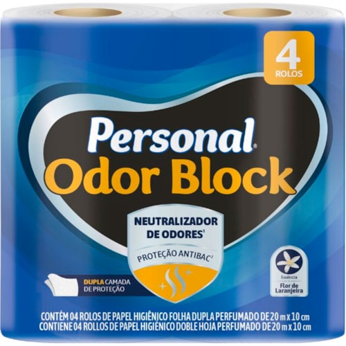 Papel Higiênico Personal Odor Block Folha Dupla 20m 4Un