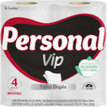 Papel Higiênico Personal Vip Folha Dupla Neutro 30m 4 Unidades