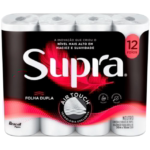 Papel Higiênico Supra Folha Dupla Neutro 30m 12Un