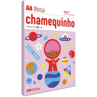 Papel Sulfite Chamequinho Rosa A4 100 Folhas