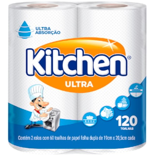 Papel Toalha Kitchen Branca 2X60 Folhas