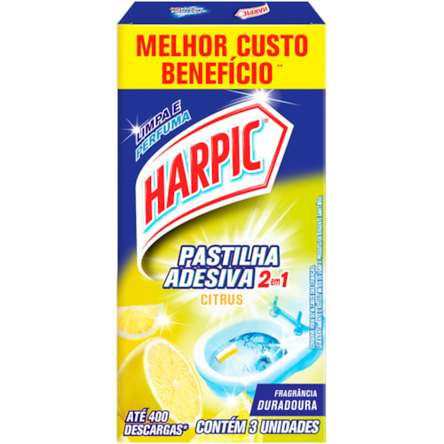 Pastilha Adesiva Harpic Citrus 2 em 1 3Un