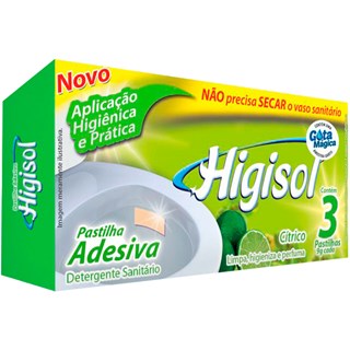 Pastilha Adesiva Higisol Sanitário Cítrico 3Un