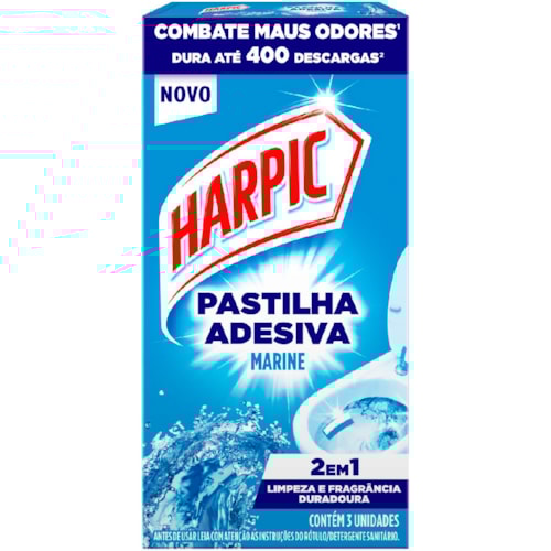 Pastilha Sanitária Harpic 2 em 1 Marine 3Un