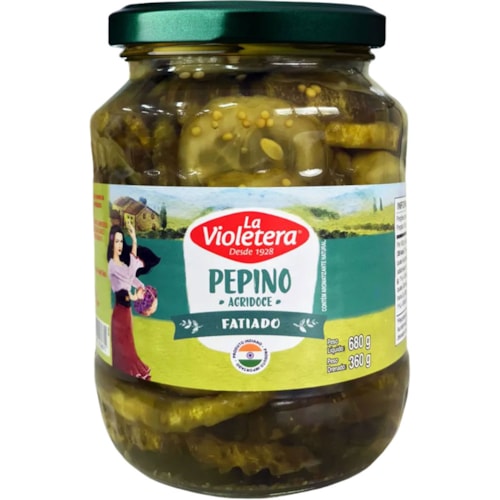 Pepino Em Conserva La Violetera Agridoce Fatiado 180g