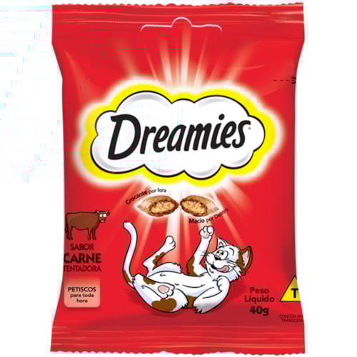 Petiscos Dreamies Sabor Carne Tentadora Para Felinos 40g