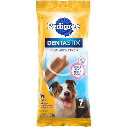 Petiscos Para Cães Pedigree Detastix Raças Médias 7Un 110g