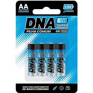 Pilha DNA Power Comum de Zinco AA 4Un