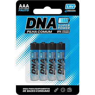 Pilha DNA Power Comum de Zinco AAA 4Un
